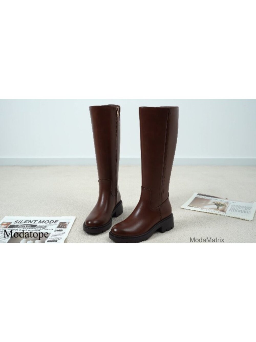 Knee High Boots Chunky Block Heel Riding Tall Faux Leather - Picture 6 of 6